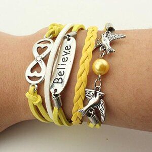 Handmade Braided Multi Layers Vintage Woven Rope Woven Leather Alloy Owl Bangle